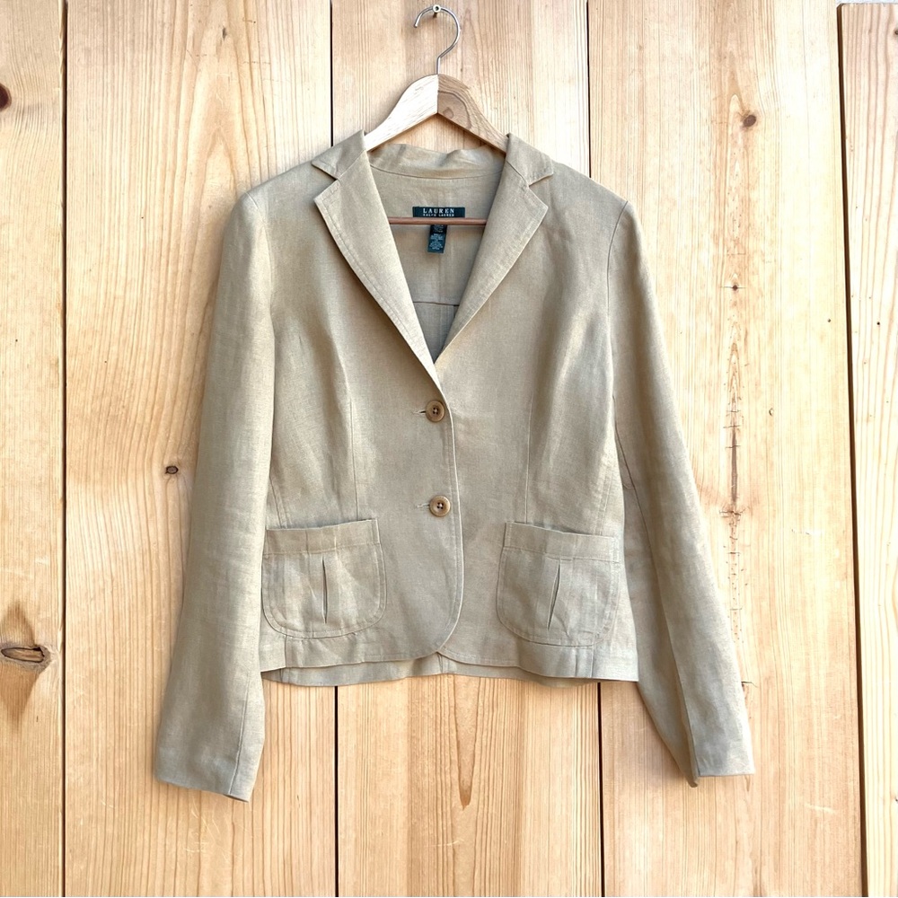 Lauren Ralph Lauren Beige Linen Blazer